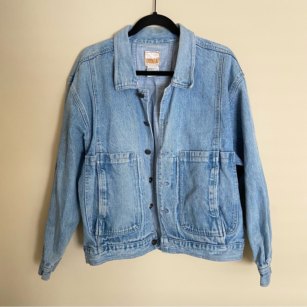 VTG UNIONBAY Size L Denim Bomber Jacket Light Wash